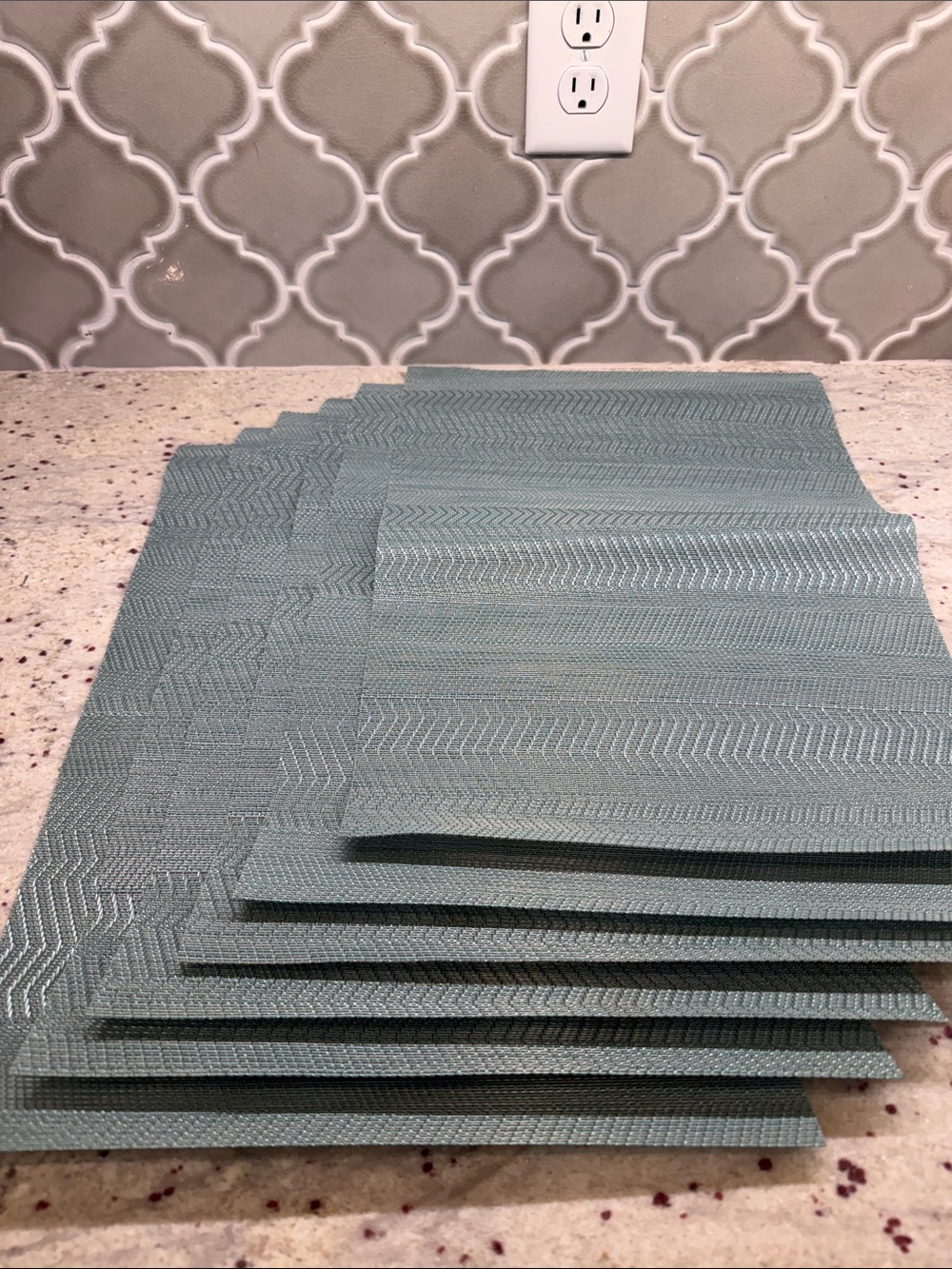 Set of 6 Woven Placemats in Light Teal